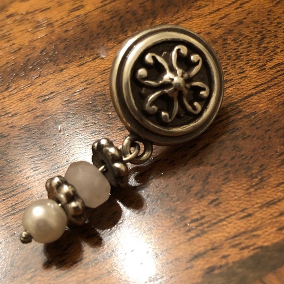 Brighton Vintage Hanging rose quartz and pearl pierced Earrings - Picture 7 of 12